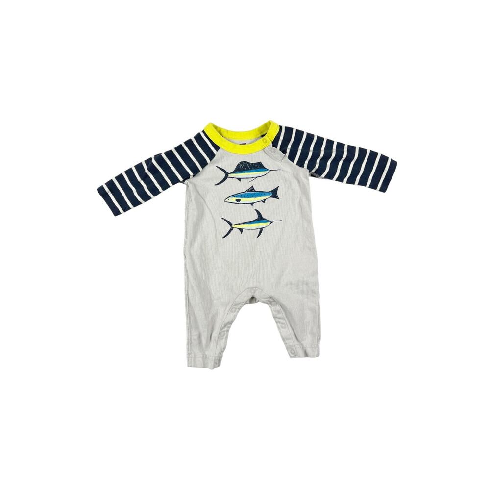 Tea Collection Deep Sea Raglan Graphic Romper Swordfish 0-3 Months